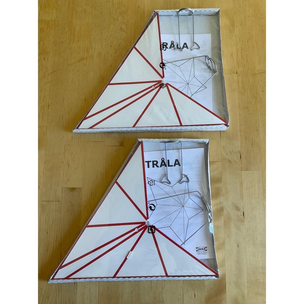 Lot of 2 IKEA Strala Star Lamp Shades Red White 23 Inch 003.633.39 New